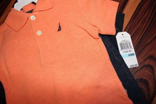 NWT TWIN Nautica Childrens Apparel Baby Boys Three Pc Set Jeans Polo Tee 6-9 mos Baby Clothing Deals